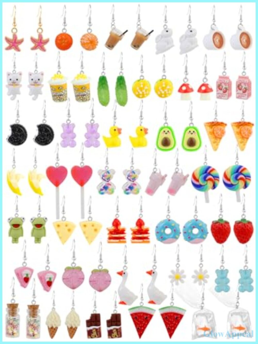 36 Pairs Fun Cute Earrings Set Weird Cool Funky Aesthetic Drop Dangle Earrings